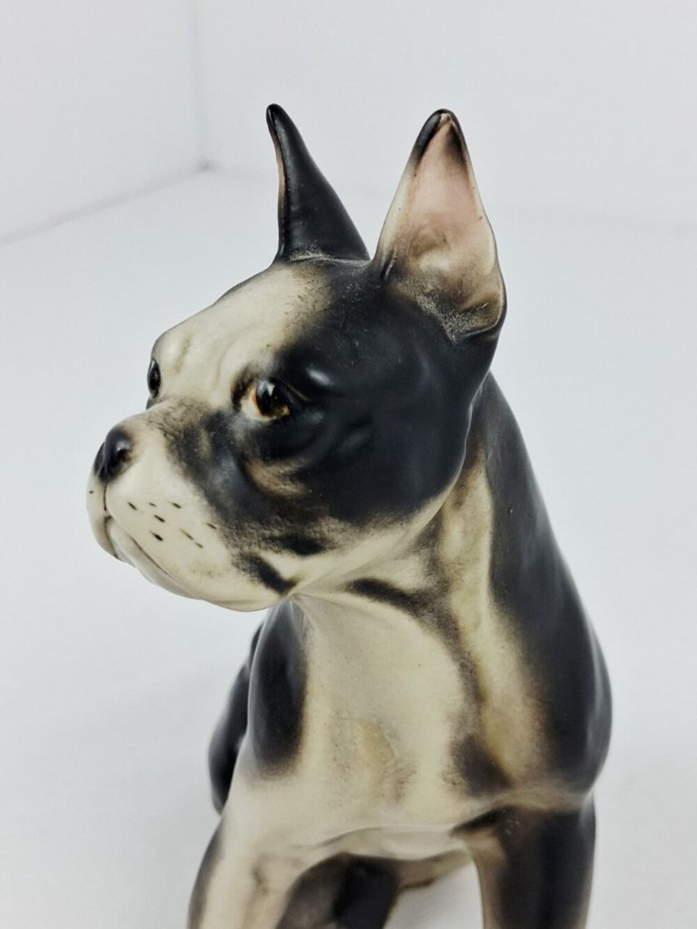 VTG Enesco Boston Terrier Dog Ceramic Figurine Black & White Gloss Finish 6.25" - Picture 6 of 12